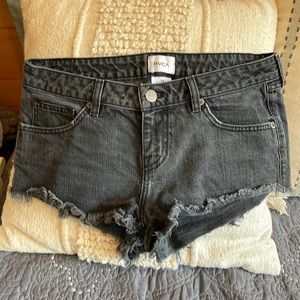 RVCA faded black cut off jean shorts